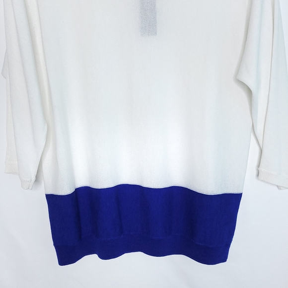 TALBOTS Dolman Sleeve White/Blue Sheer Sweater Women's MEDIUM PETITE (NWT) - Picture 10 of 12